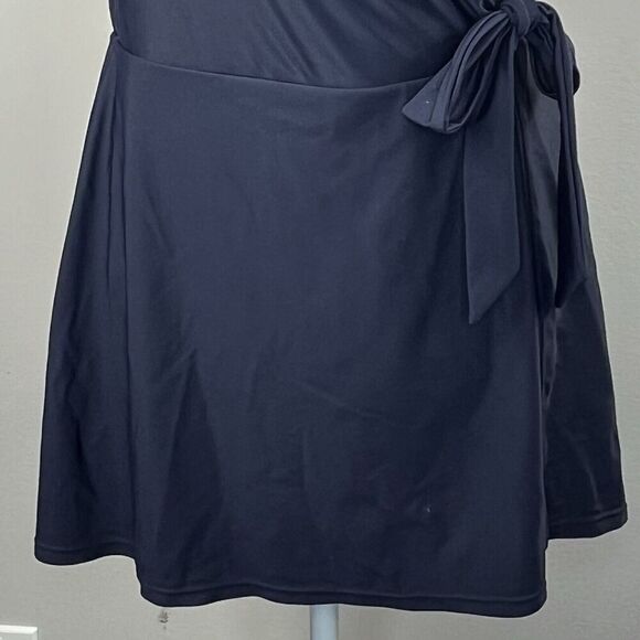 J. Crew Halter Wrap Swim Dress Size 6 Navy Blue Swimsuit - Picture 4 of 12